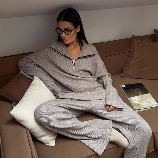 Ensemble pull décontracté et pantalon large pour femmes Chic und Stil