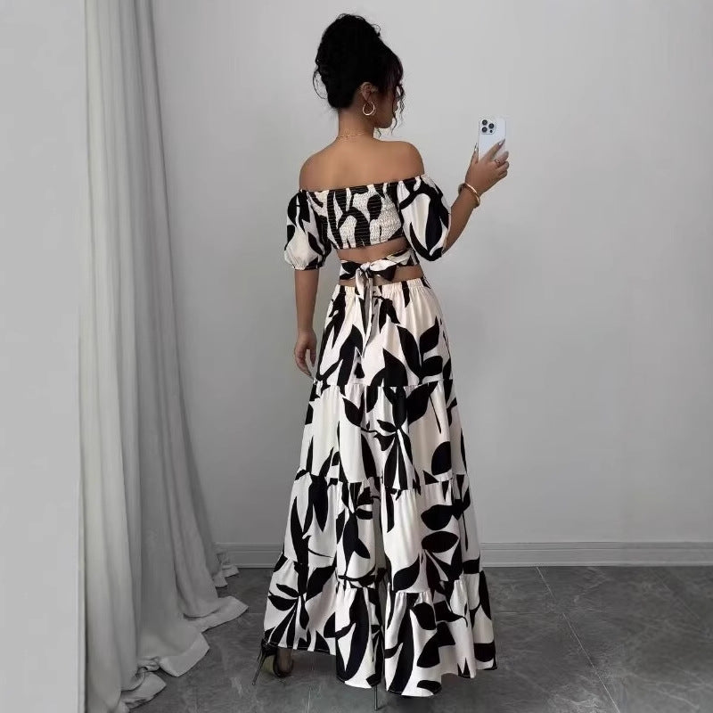 Robe maxi dame avec découpe florale et détails en volants Chic und Stil