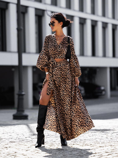 Robe maxi portefeuille pour femmes avec ceinture taille fixe et manches volantées raffinées Chic und Stil
