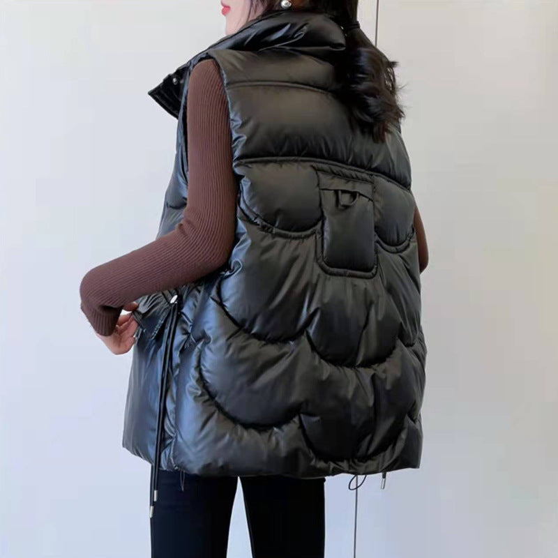 Dames Gilet matelassé avec col montant et poches zippées sur les côtés Chic und Stil