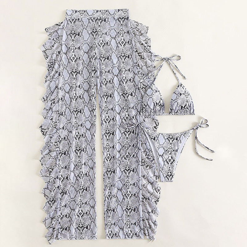 Dames imprimé serpent top enroulé et ensemble bikini Chic und Stil