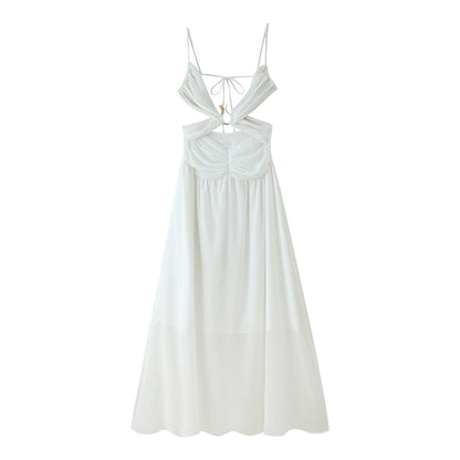 Robe maxi femme avec un design de volants ludique et une élégante ouverture dans le dos Chic und Stil