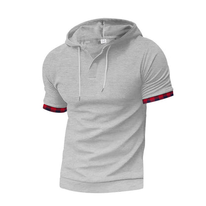 Chemise à manches courtes sportive pour hommes avec capuche et détails à carreaux Chic und Stil