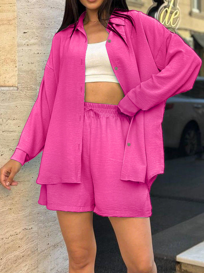 Ensemble d'overshirt décontracté pour femmes avec taille élastique et shorts amples Chic und Stil
