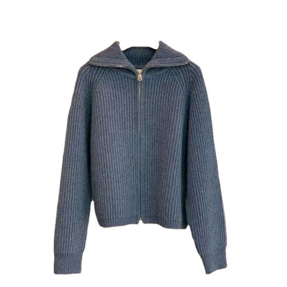 Veste en tricot côtelé zippée pour femmes Chic und Stil