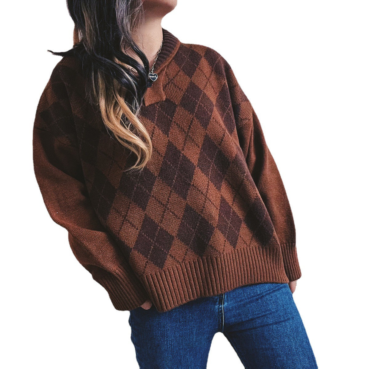 Pull en tricot pour femme avec un design en losanges classique et une coupe moderne Chic und Stil