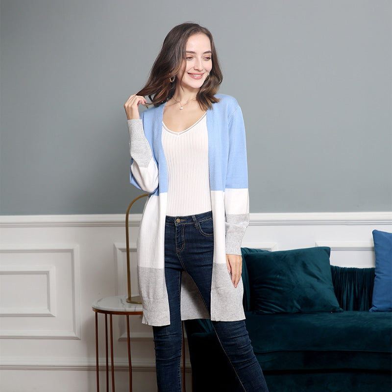 Dames gilet décontracté en tricot avec un motif à rayures modernes et des devant ouverts Chic und Stil