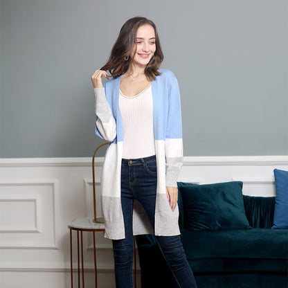 Dames gilet décontracté en tricot avec un motif à rayures modernes et des devant ouverts Chic und Stil