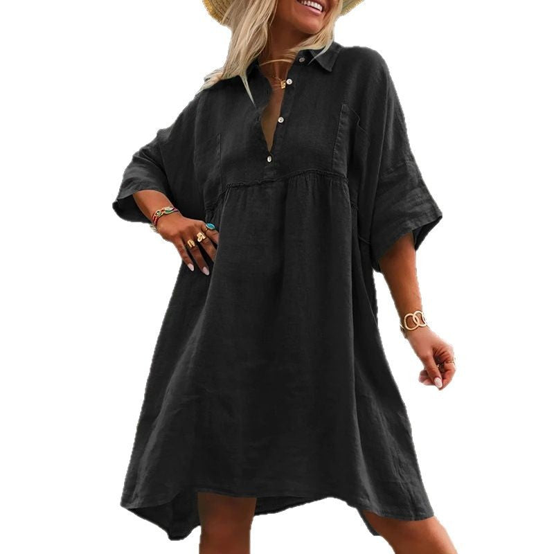 Dames Coupe décontractée Robe en lin polyvalente Chic und Stil