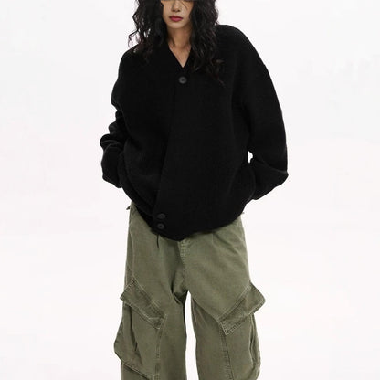 Dames Cardigan en tricot à la mode avec revers tendance Chic und Stil