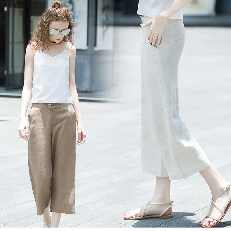 Relaxed wide linen pants for women Chic and Style