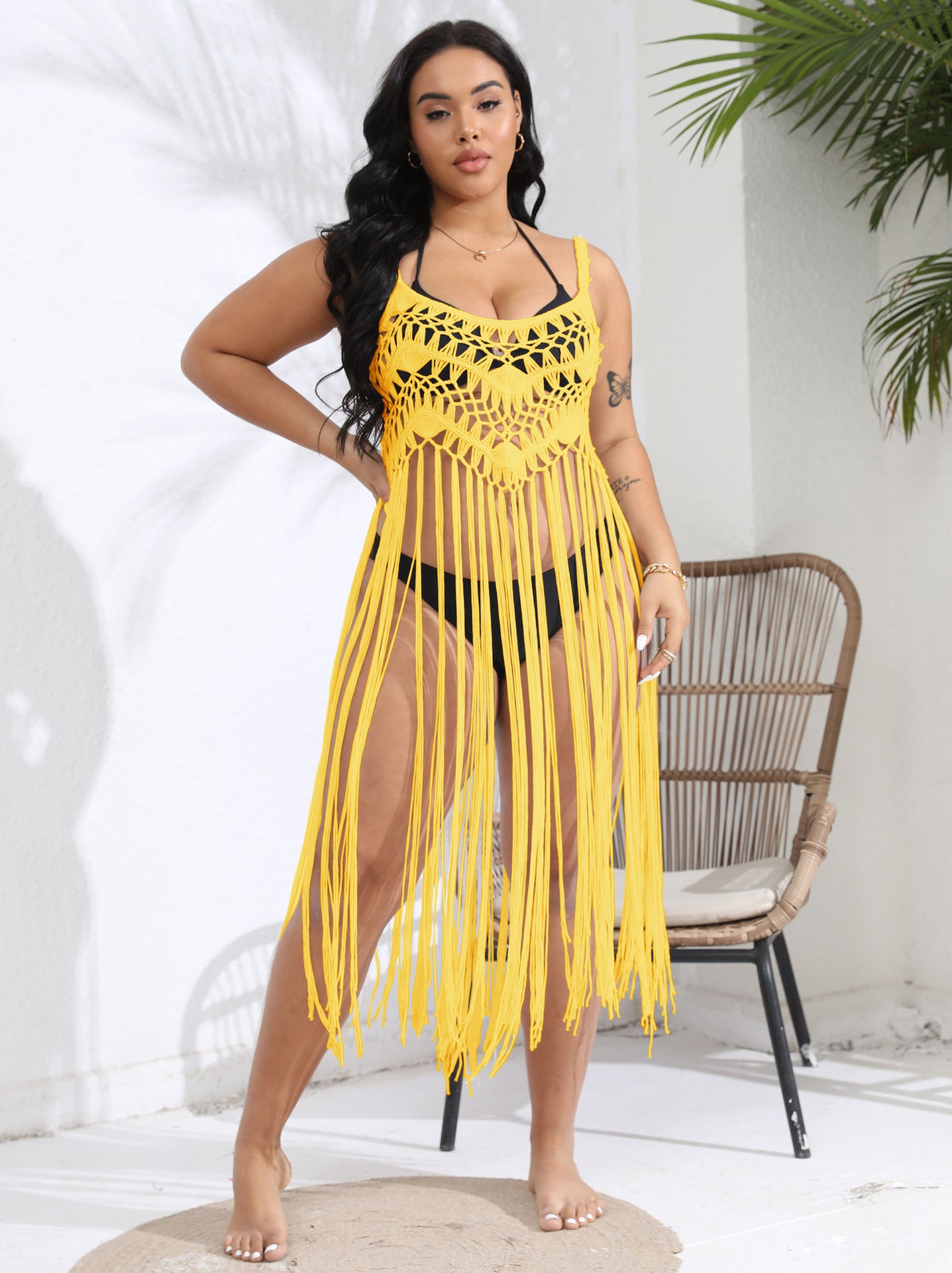 Dames crochet franges couvre-épaule plage Chic und Stil