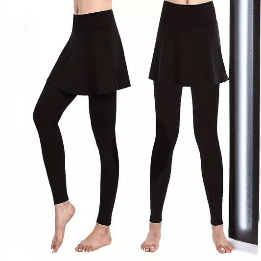 Leggings pour femmes avec une doublure semblable à une jupe et taille haute Chic und Stil