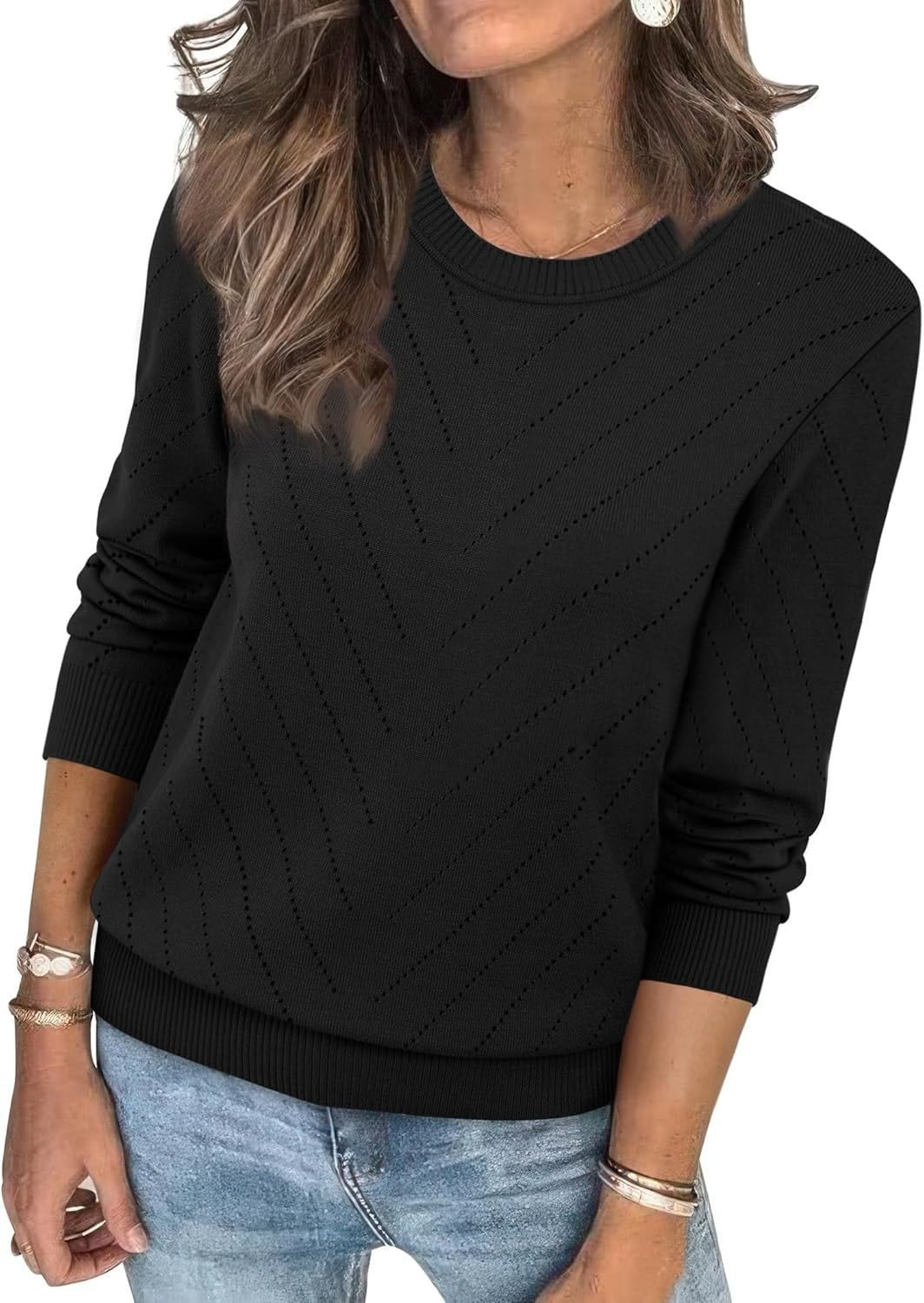Dames Pull à la mode avec motif zigzag structuré et coupe décontractée Chic und Stil