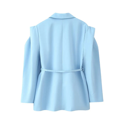 Elegant oversized blazer jacket for women with belt and shoulder pads Chic und Stil