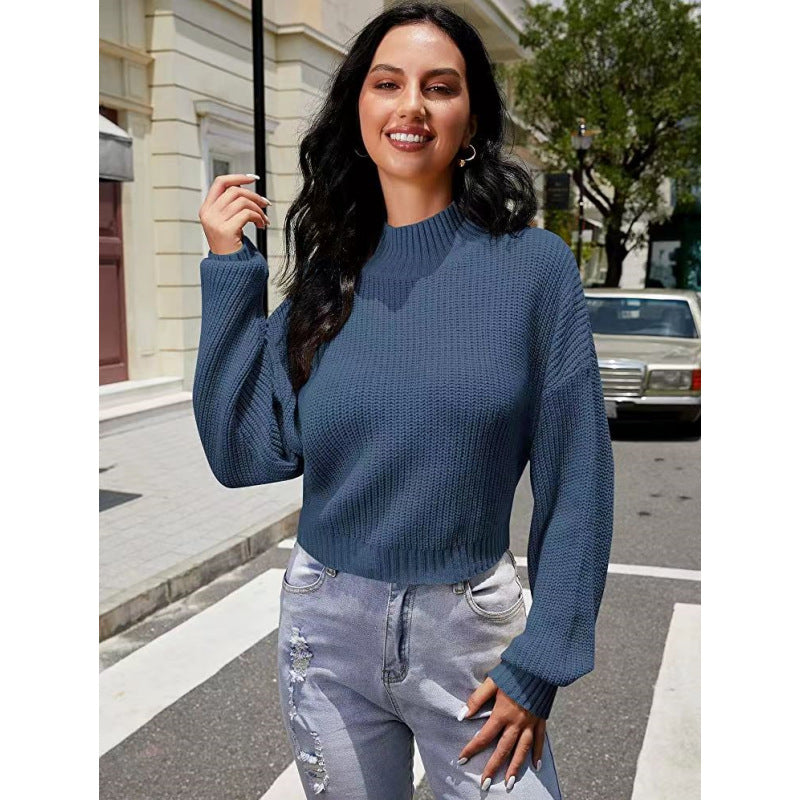 Femmes Pull en tricot à la mode avec décolleté large Chic und Stil
