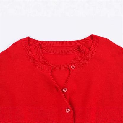 Pull en tricot court pour femmes avec détail de bouton et décolleté en V Chic und Stil