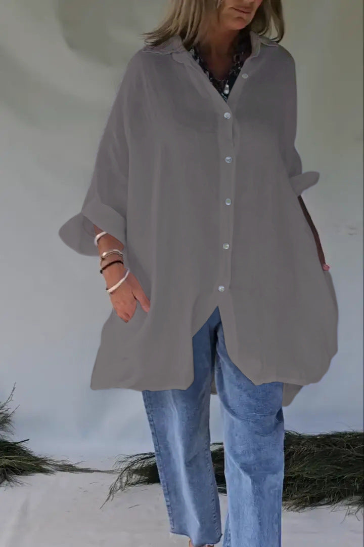 Blouse grande taille pour femmes avec coupe décontractée et fermeture à bouton-pression Chic und Stil