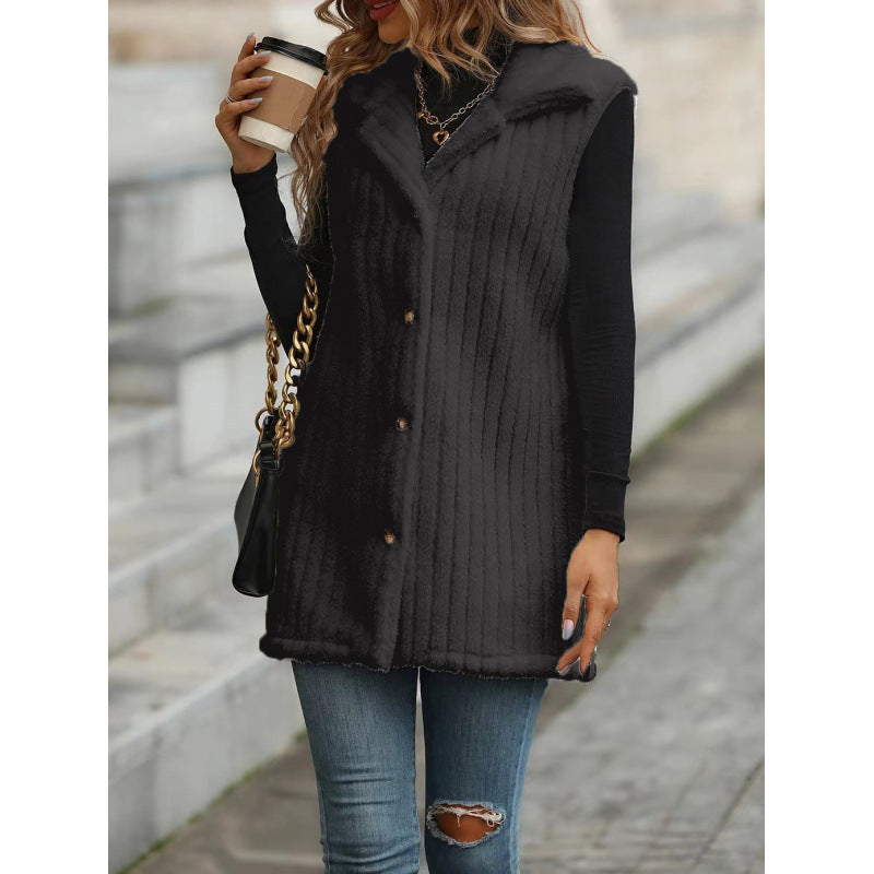 Dames élégante et confortable teddy jacket avec patte de boutonnage Chic und Stil