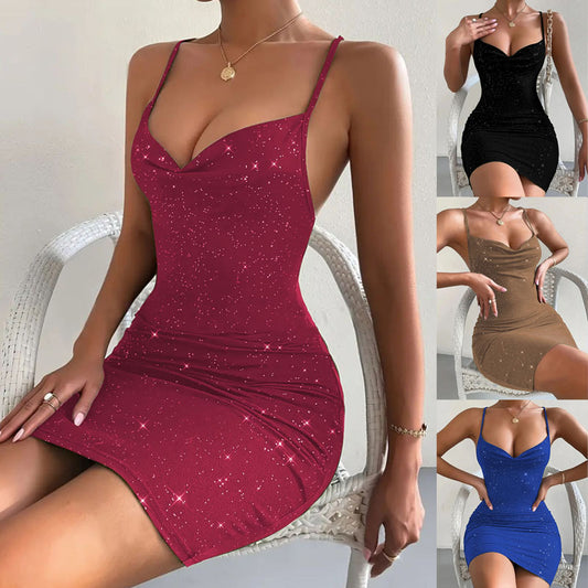 Robe mini ajustée pour dames avec motif d'étoiles scintillantes Chic und Stil