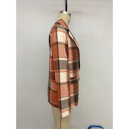 Dames Blazer à carreaux en mélange de laine douce Chic und Stil