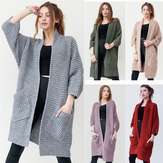 Dames gros tricot cardigan avec fronts ouverts et poches pratiques Chic und Stil