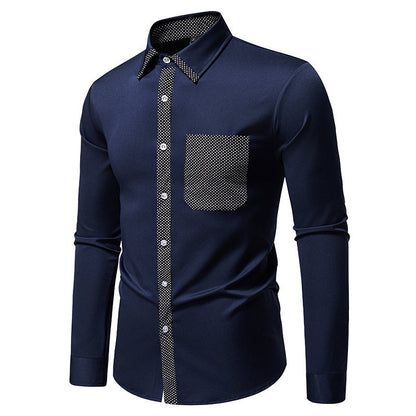 Chemise à manches longues pour hommes avec col contrasté et poche poitrine tendance Chic und Stil