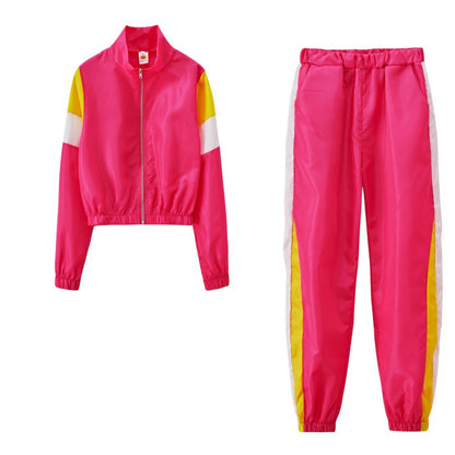 Dames Ensemble de sport tendance avec design colorblock et taille élastique Chic und Stil