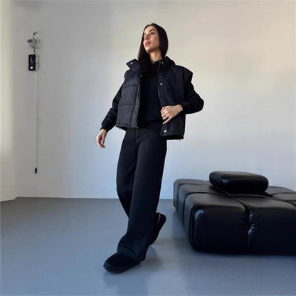 Dames gilet matelassé avec capuche Chic und Stil