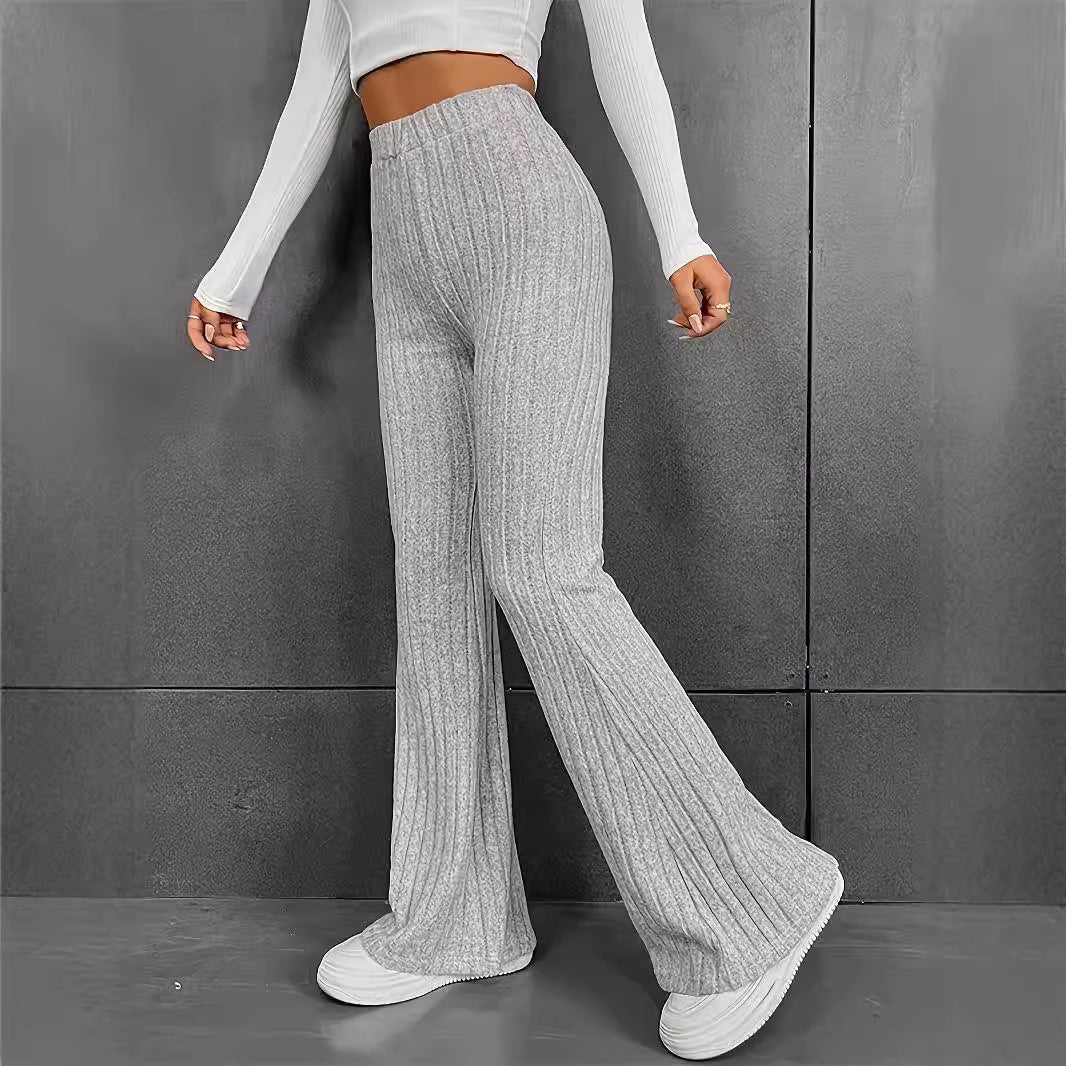 Chic and Stylish Women's Flared Ribbed Knit Pants