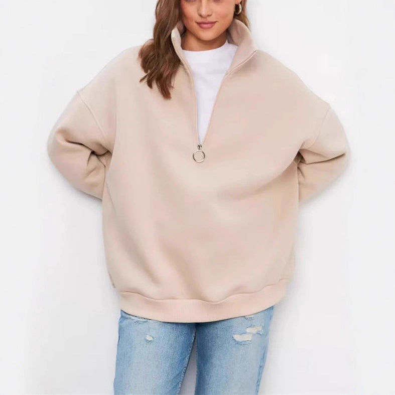 Pull femme décontracté avec capuche, col mi-haut et élégant tirant en anneau Chic und Stil