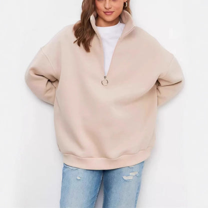 Pull femme décontracté avec capuche, col mi-haut et élégant tirant en anneau Chic und Stil