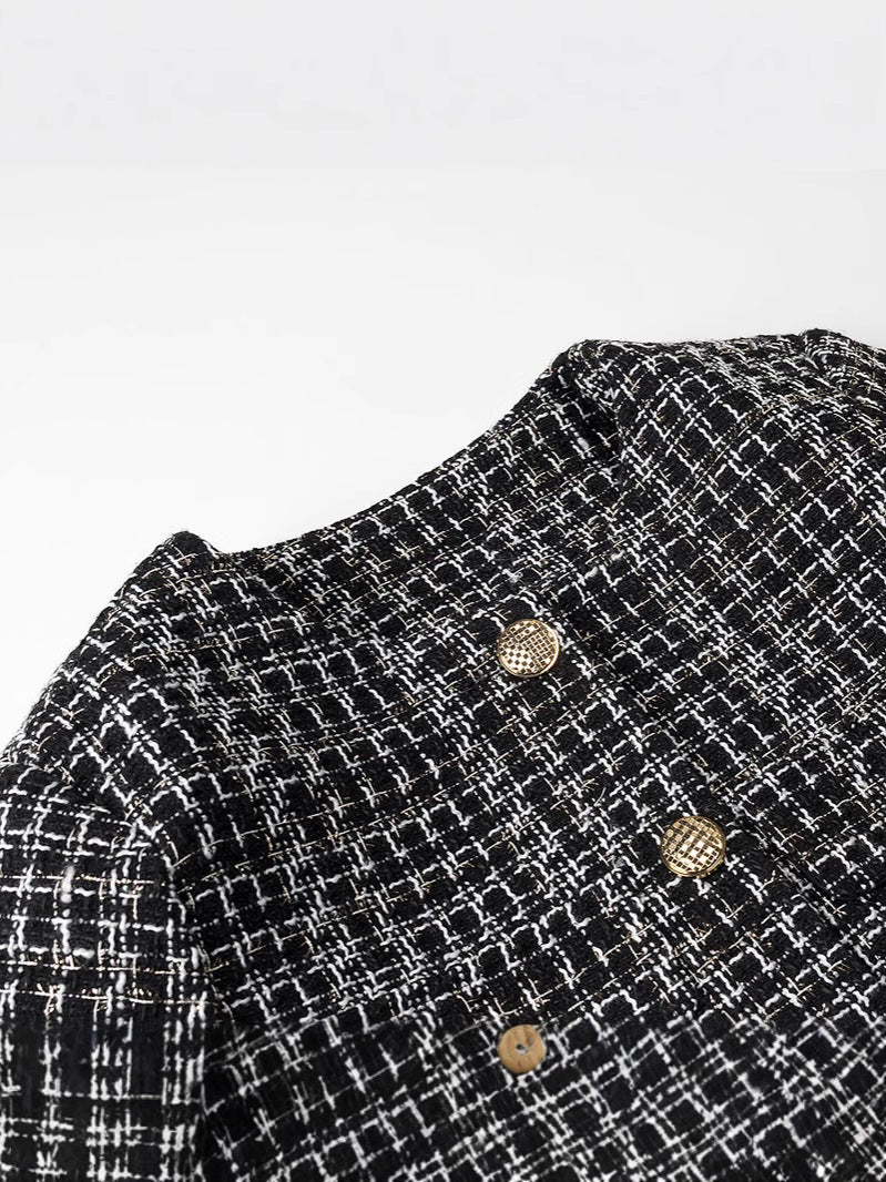 Dames élégante veste en tweed avec boutons dorés Chic und Stil