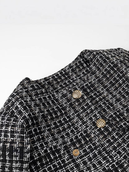 Dames élégante veste en tweed avec boutons dorés Chic und Stil