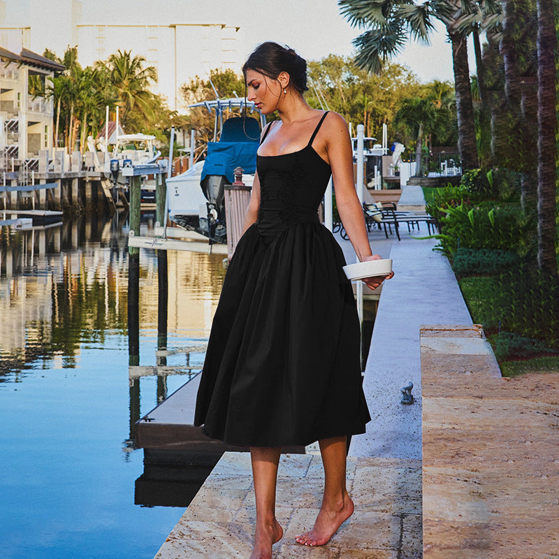 Dames Élégant Robe Midi A-Ligne Chic und Stil