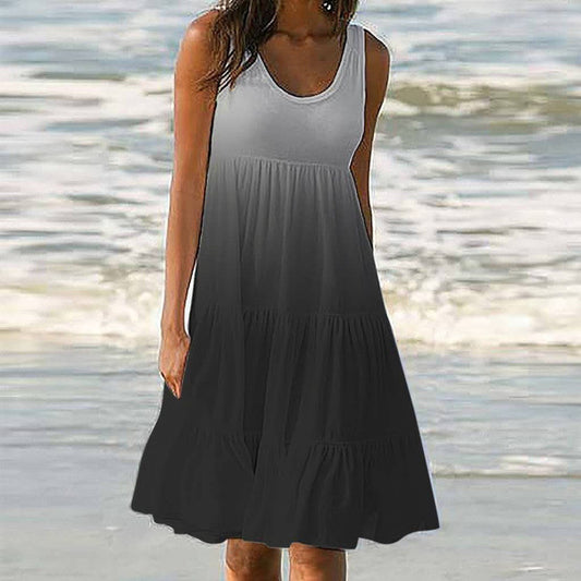 Robe A-Line d'été pour femmes avec design dégradé élégant et détails volants Chic und Stil