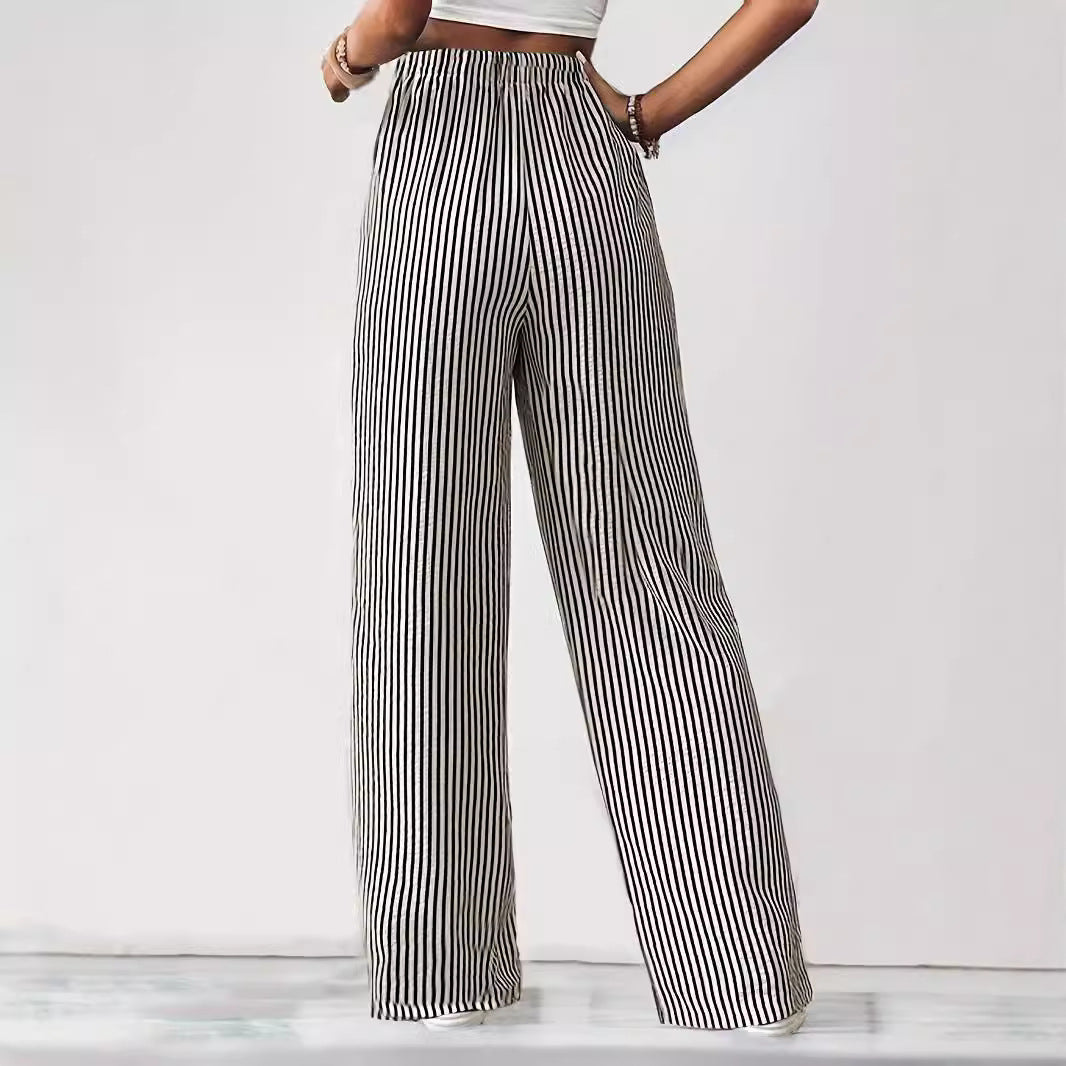 Ladies Wide Striped Pants Chic and Style