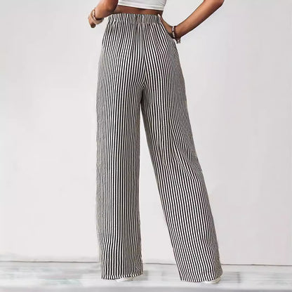 Ladies Wide Striped Pants Chic and Style