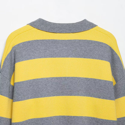 Pull-over décontracté pour dames avec un col moderne et des rayures frappantes Chic und Stil