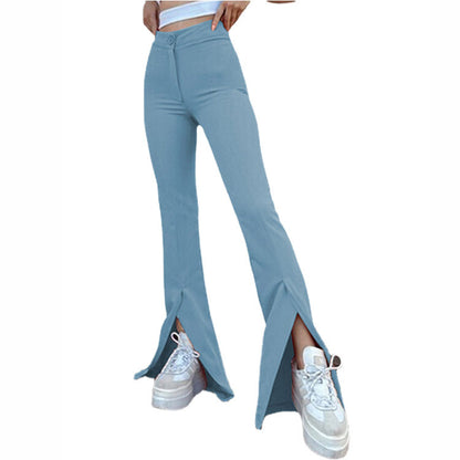 Flared pants for women with side slits and high waist Chic and Style