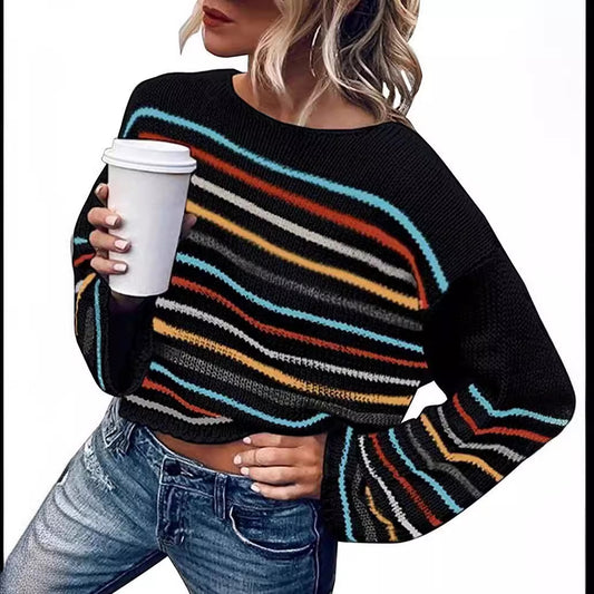 Pull en tricot pour femmes avec un motif rayé moderne Chic und Stil