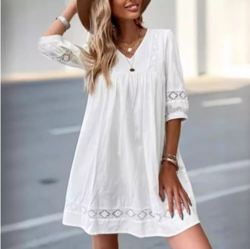 Femmes Bohémien Brodé Transparent Mini-Robe Chic und Stil