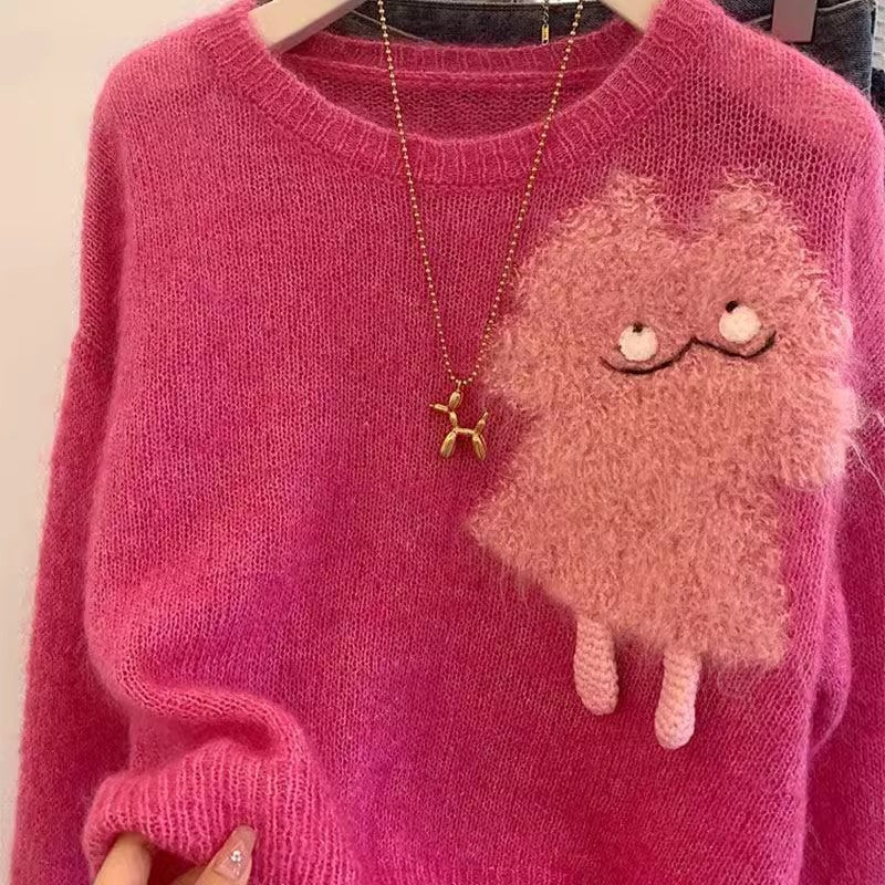Sweater graphique cartoon douillet pour femmes Chic und Stil