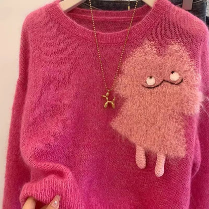 Sweater graphique cartoon douillet pour femmes Chic und Stil