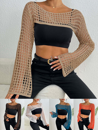 Dames Chic Crochet-Mesh-Crop-Top Chic und Stil