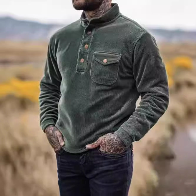 Chemise en fleece pour hommes avec patte de boutonnage et poche sur la poitrine Chic und Stil