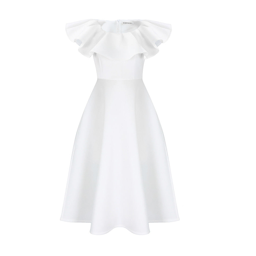 Robe maxi pour femmes avec col volumineux et jupe fluide Chic und Stil