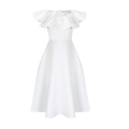 Robe maxi pour femmes avec col volumineux et jupe fluide Chic und Stil