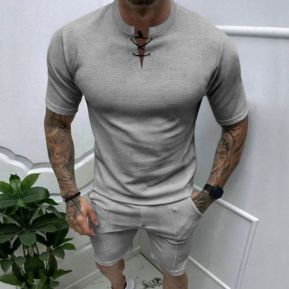 T-shirt court sportif pour hommes avec lacets Chic und Stil