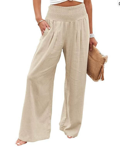Light linen pants for women with elastic waist and wide fit Chic und Stil